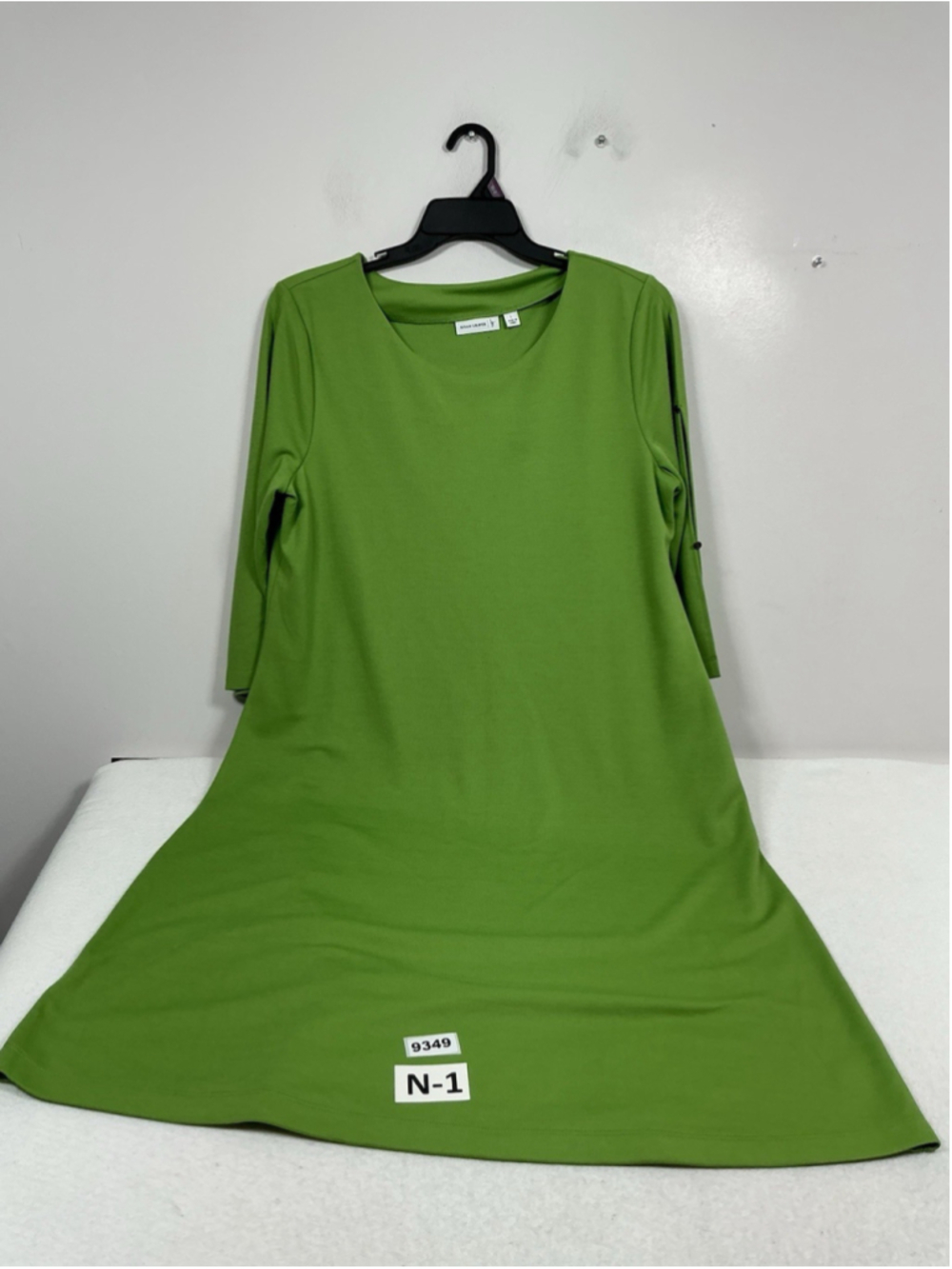 Womans Excellent Susan Graver Midi Shift Dress Large Green Pullover
